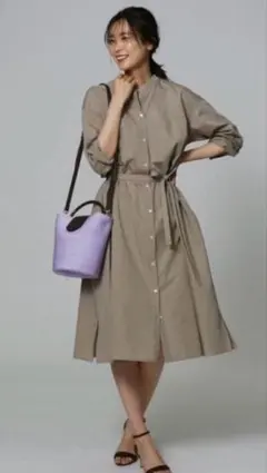 UNTITLED アンタイトル　エクセレントクロス シャツワンピース 　ベージュ