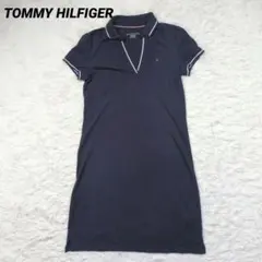 TOMMY HILFIGER ポロワンピース 膝丈 ワンポイント 刺繍 Vネック