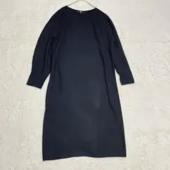 ユニクロ ワンピース ネイビー ロングワンピース 長袖 シンプル 無地 S