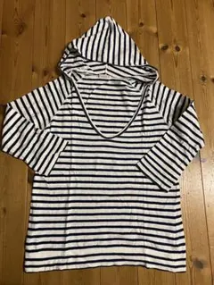 nanatoneフード付　七分袖ボーダー