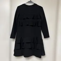 CHESTY 黒 フリル 長袖 ワンピース 0 XS ブラック チェスティ