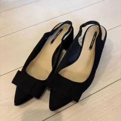 ZARA BASIC スエード調 リボン スリングバック パンプスのサムネイル
