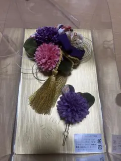 髪飾り かんざし 2点セット 紫 ピンク 成人式 卒業式