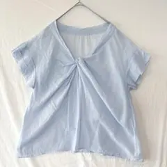 BARNEYS NEWYORK　コットン　半袖ブラウス 水色　春夏　ナチュラルのサムネイル