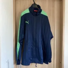 シ　PUMA ストライプジャージ ネイビー/グリーン Lサイズ