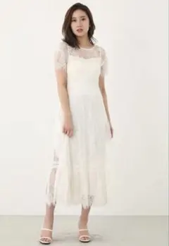 値下げ rienda ホワイトレースキャミワンピース M