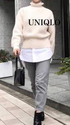 ユニクロ UNIQLO ローゲージニットセーター ナチュラル　オフ白完売人気S