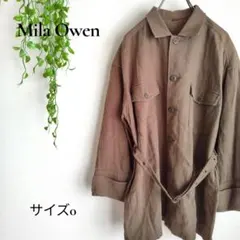 b2918ミラオーウェン ベルト付シャツジャケット0綿麻混コットンリネンアウター
