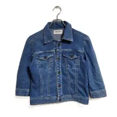 デニムジャケット M ブルー 七分袖 Gジャン 春秋 おしゃれ シンプル