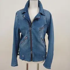 美品エドウィンヴィンテージ加工デニムライダースジャケットサイズLストレッチ
