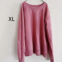TIME AND TRUE 【XL】ピンク 無地 トレーナー 裏起毛 シンプル