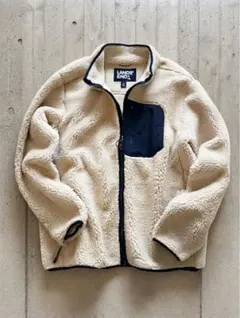 LANDS'END ボアジャケット 超ビッグサイズ XXL アイボリーゆるダボ