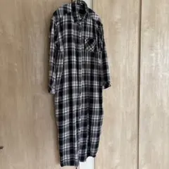 SM2 グレー　チェック柄　長袖　シャツワンピース　サマンサモスモス