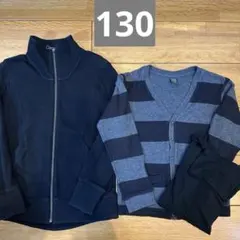 子ども服　ユニクロ　コラボ品　ジップアップカットソー/ボーダーカーデ他　130