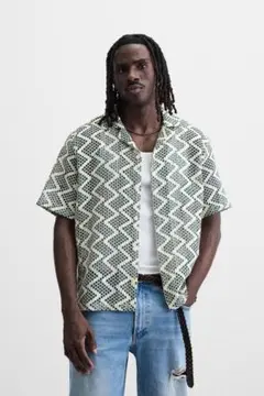【新品未使用】ZARA オープンワーク構造シャツ M