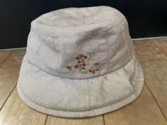 宇野千代　麻　帽子　花刺繍 バケットハット M　ベージュ★ゴム付き★のサムネイル