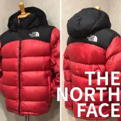 ノースフェイス ダウンジャケット　メンズM 赤　フード付き　.351