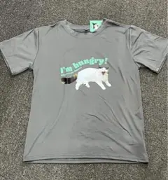 新品　未使用　猫　フォト　プリント　Tシャツ　キャット　グレー