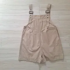 ベージュ　 サロペット　 調整可能　バックル付き　ショートパンツ