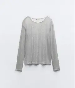 ZARA メタリックスレッドメッシュトップス　M