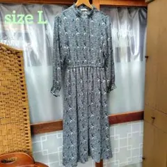 ハニーズ　colza　小花柄ワンピース　ブルーグレー　L