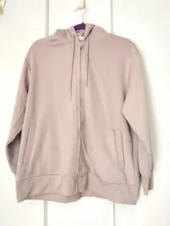 ジップアップパーカー フード付き 無地 カジュアル ベージュ系　新品未使用
