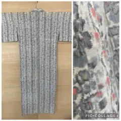 夏用着物　浴衣　単衣　小花柄ストライプ 浴衣にも大丈夫です。