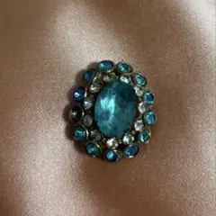 【ヴィンテージ】ヴィンテージ　ジュエル　ブローチ　ブルー