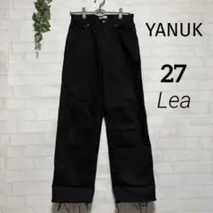 【美品】YANUK ボーイズストレート デニム LEA ブラック ストレッチ27