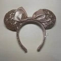 ディズニーカチューシャ　スパンコールピンクゴールド