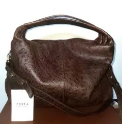 お値下げ！FURLA フルラ本革オーストリッチ型押し 2ウェイバッグ