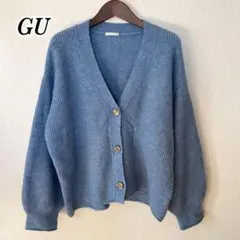 GU ジーユー カーディガン XL ブルー Vネック 大きいサイズ レディース