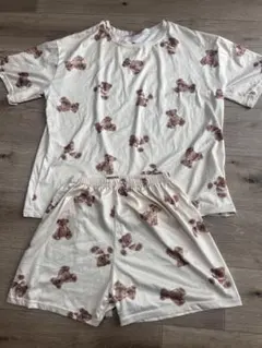 クマ柄 ルームウェア上下セット XLサイズ