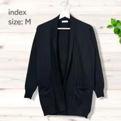 index インデックス ロングカーディガン リブ ブラック Mサイズ
