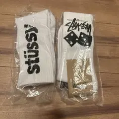 Stüssy ロゴ入り ホワイトソックス 2足セット