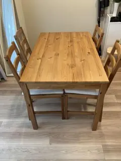 木製ダイニングテーブル アームチェア4脚セット こたつ 【直接引取