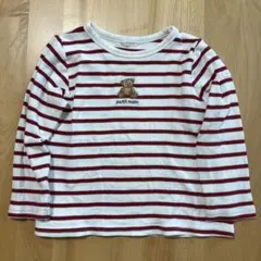 petit main ボーダー柄長袖Tシャツ　くま