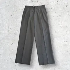 90s グレー スラックス メンズ L古着 アメリカ製 ツータック ワイドパンツ