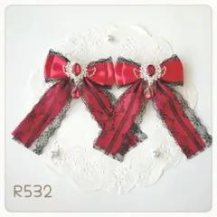 リボン ヘアクリップ 赤 レッド 天使の羽根 量産型 地雷 ロリータ ゴスロリ