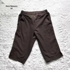 ニューバランス　ハーフパンツ　テニス　クロップド　ウエストゴム　薄手　茶Mのサムネイル