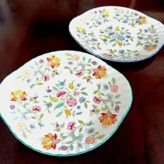 MINTON ミントン ハドンホール 花柄 オーバル皿 約27㌢ 2枚組 緑 青