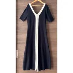 Dazy 半袖ニットワンピース ブラック やや伸縮性あり Mサイズ