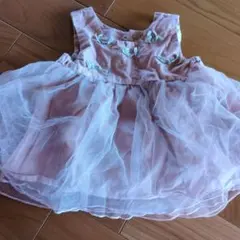 ピンク チュール フレアワンピース