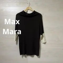 MaxMara★ニット ハイゲージ ドルマン 配色 切替 ブラウン 無地 シルク