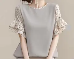 viviladys ドット柄フリル袖 半袖シャツ
