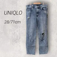 ユニクロUNIQLO スラウチテーパードアンクルジーンズ【28/71cm】ブルー