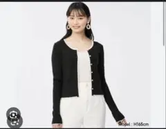 ジーユーGU リブ編み 黒 長袖カーディガン　ブラウス