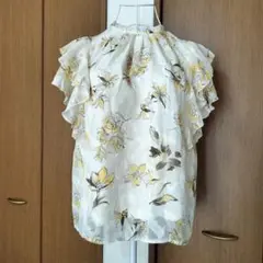 Rag Out Mサイズ 花柄フリル半袖ブラウス