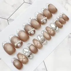 2997.（全サイズ現品販売）マグネット×ガラスフレンチネイルチップ