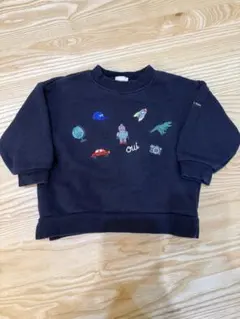 petit main ネイビー刺繍トレーナー